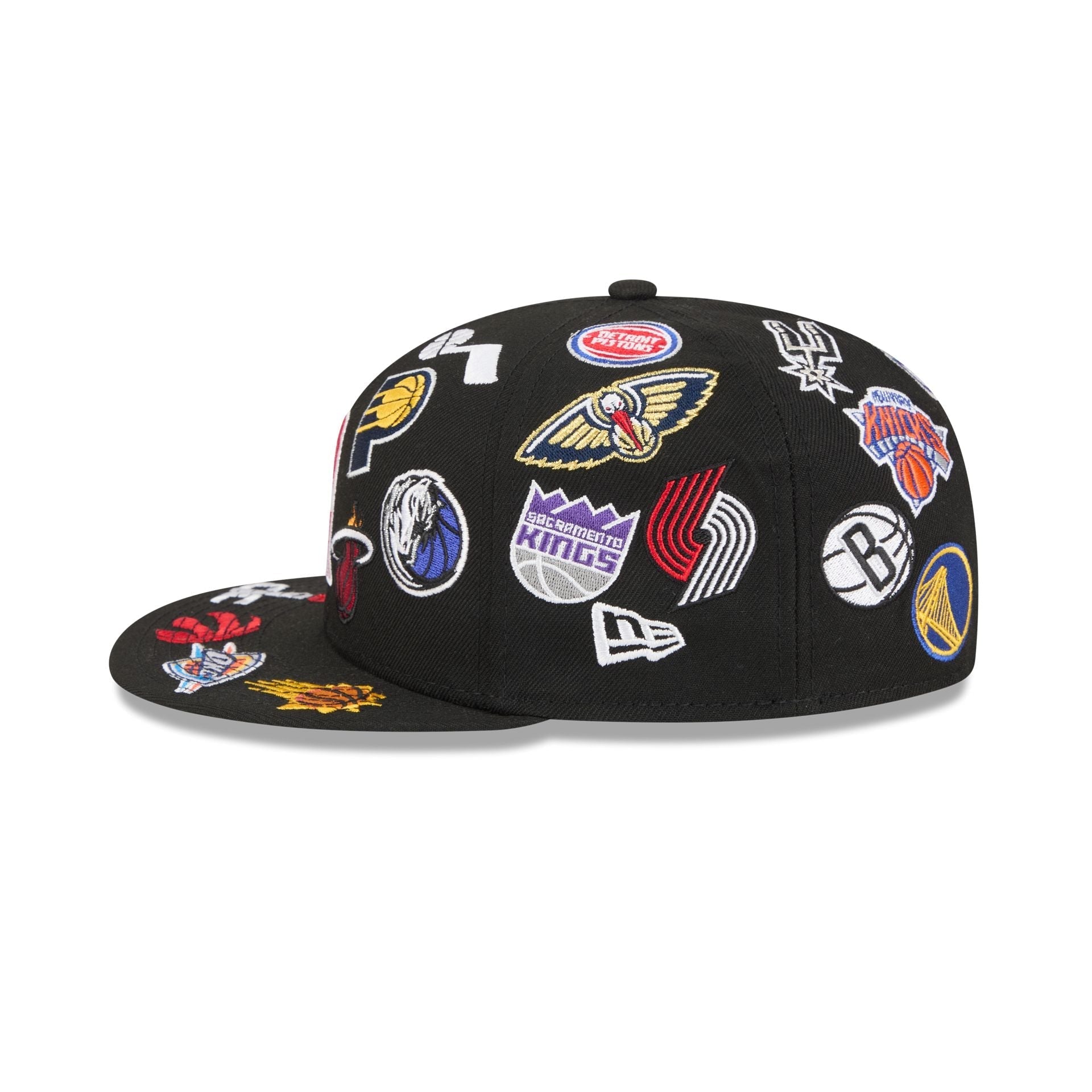 NBA All Over Logo Black 59FIFTY Fitted Hat
