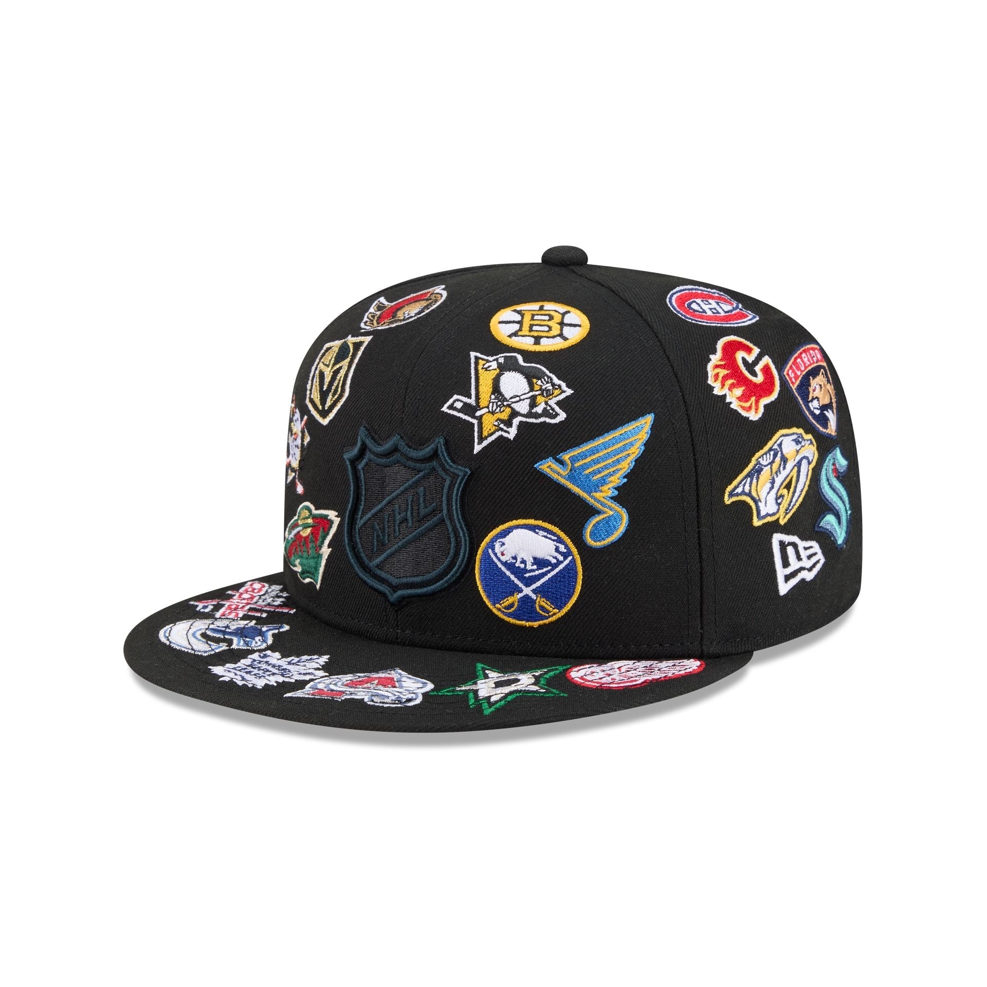 NHL All Over Logo Black 59FIFTY Fitted Hat