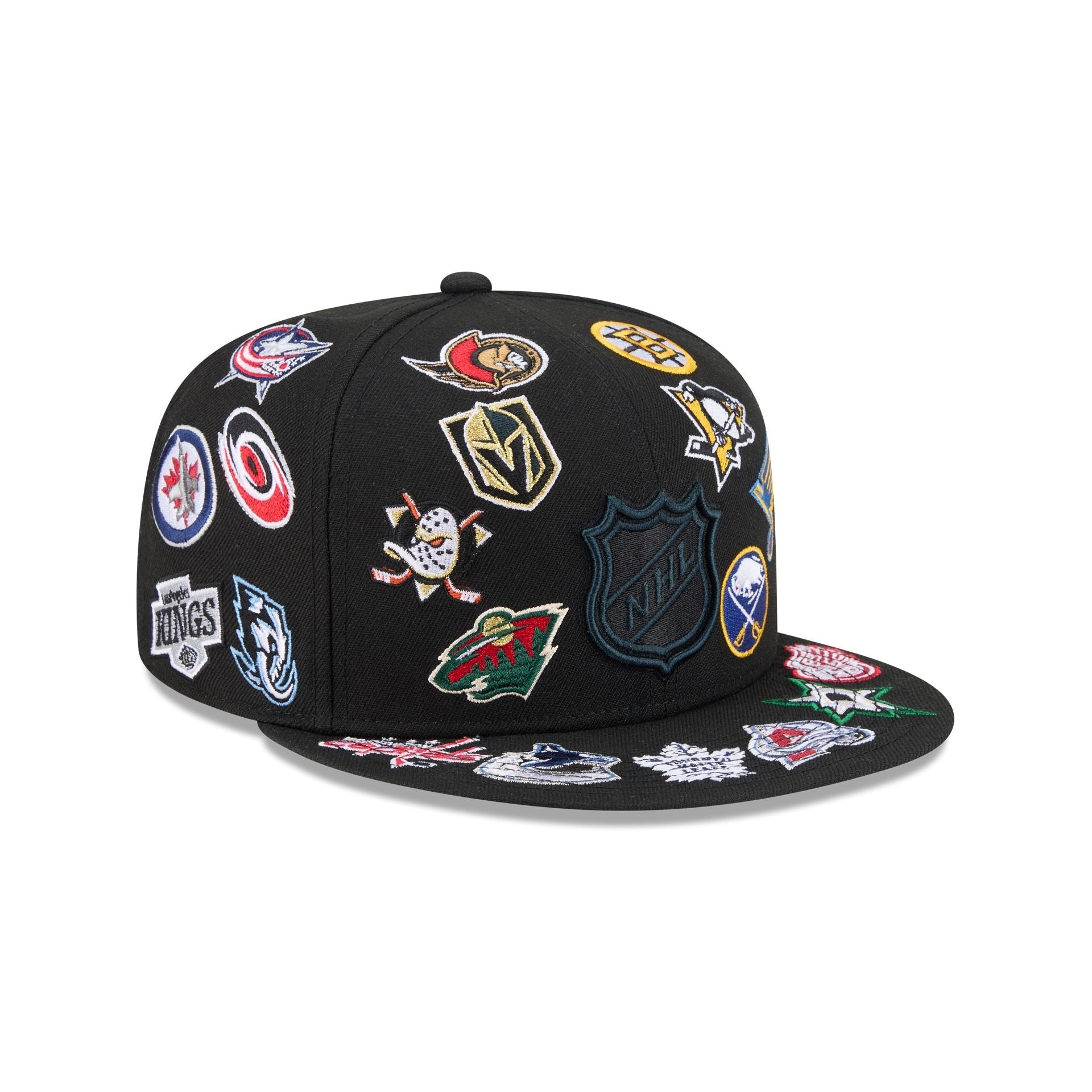 NHL All Over Logo Black 59FIFTY Fitted Hat