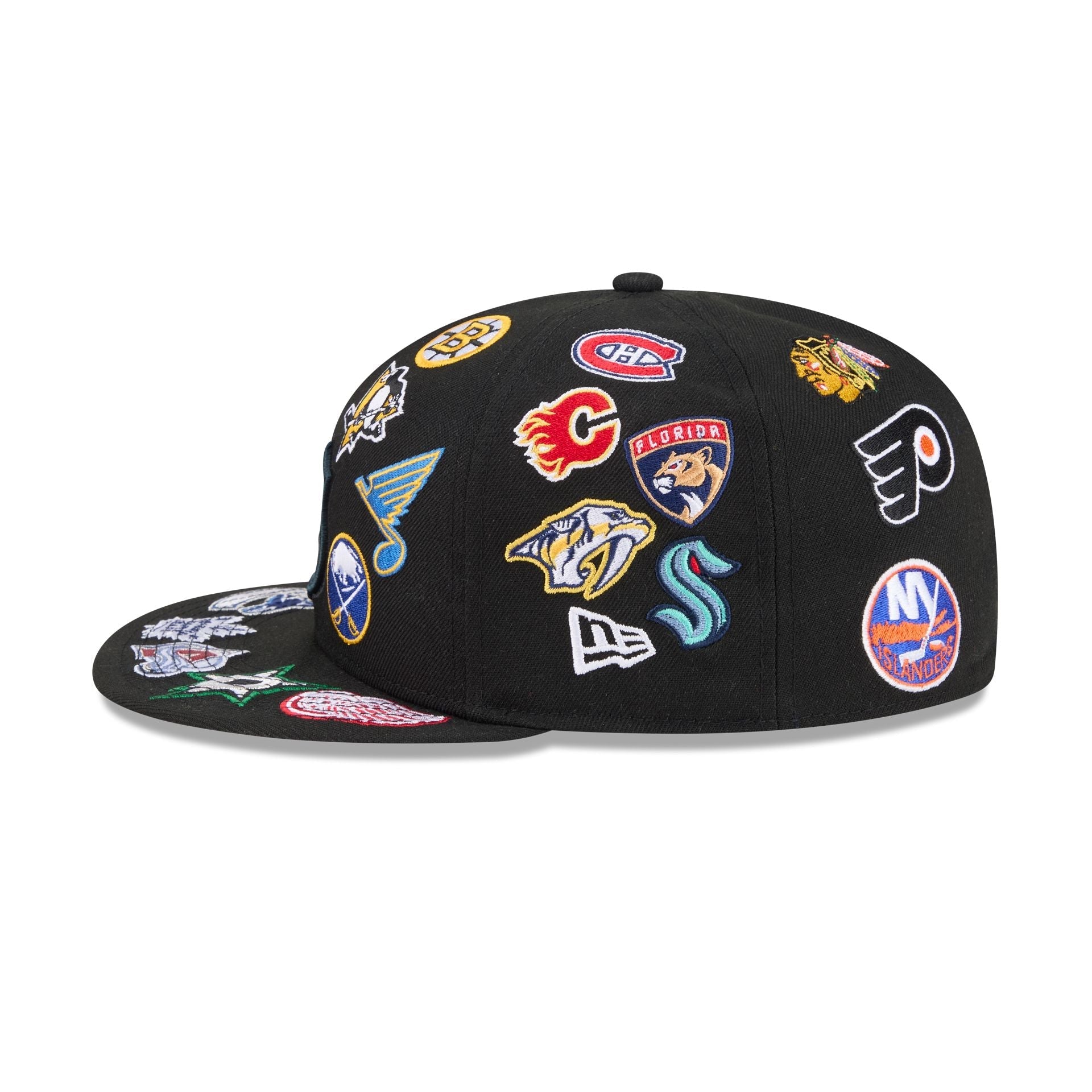 NHL All Over Logo Black 59FIFTY Fitted Hat