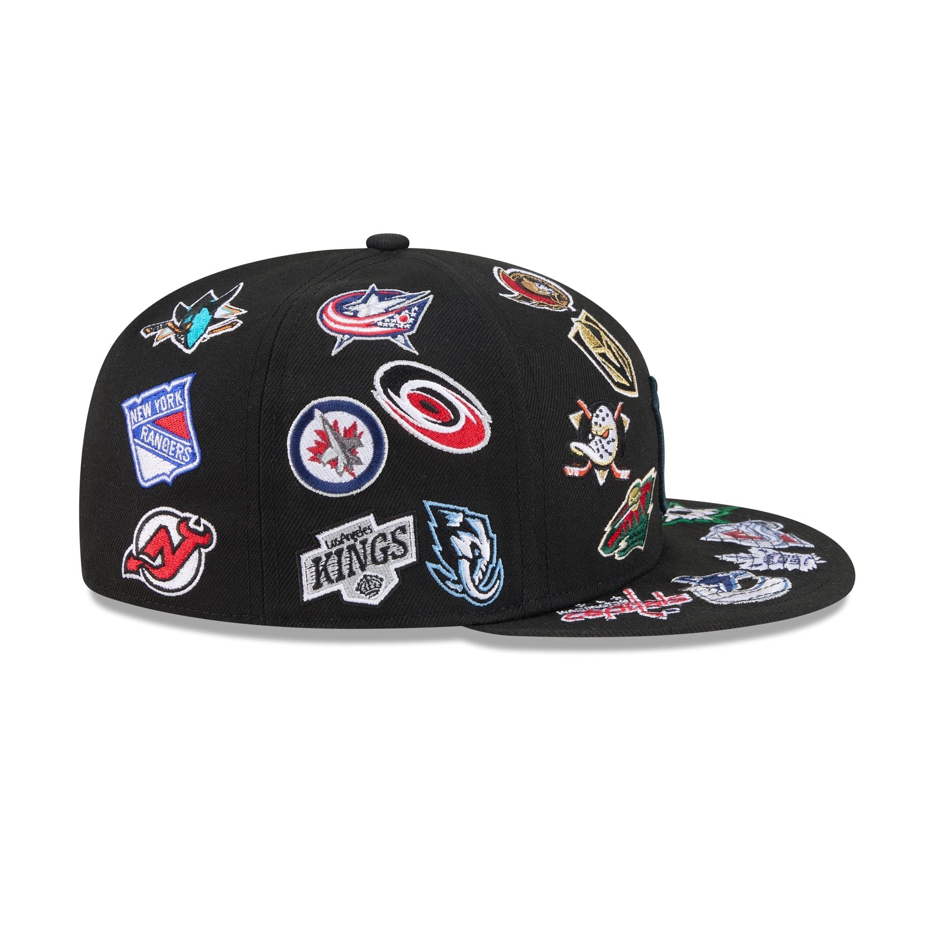 NHL All Over Logo Black 59FIFTY Fitted Hat