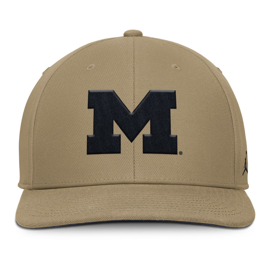 Michigan Wolverines Jordan Flat Brim Adjustable Tan Hat